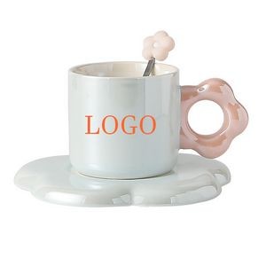 7 Oz Ceramic Coffee Cup With Spoon and Saucer