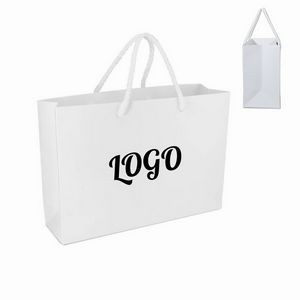 Horizontal Shopping Paper Tote Bag With Cotton Rope Handles