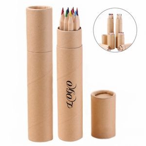 12 Colored Pencils in Paper Cardboard Tube