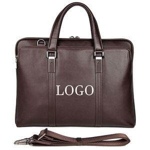 Cowhide Leather Briefcase Shoulder Laptop Business Bag for Men