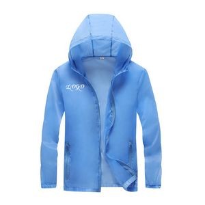 Unisex Adult Hooded Outdoor Windproof Coat w/ Zipper Closure