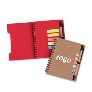Spiral Notebook With Ball Pen and Sticky