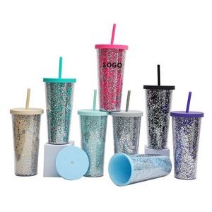 Glitter Tumbler With Straw