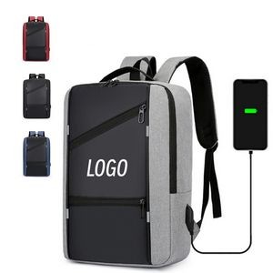 15.6 Inch Two Tone Laptop Backpack W/ USB Charging Port