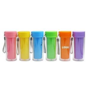 10oz Double Layers Wheat Straw Water Bottle with Carry Loop