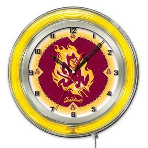 19" Double Neon Ring Clock w/Chrome Casing
