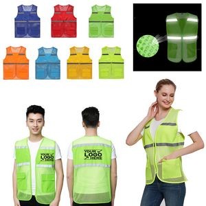 Mesh Safety Vest With Reflective Strips And Pockets