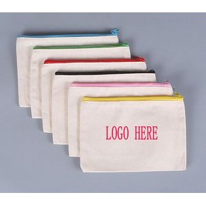Multipurpose Canvas Pouch With Color Zipperd