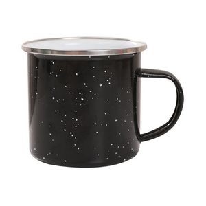 12oz.Economy Speckled Enameled Cup with Polished Stainless Steel Rim