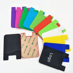 Unisex Fashion Silicone Mobile Phone Back Card Holder Wallet Elastic Cellphone Pocket Adhesive Stick