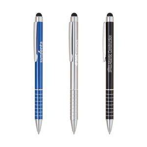 Stylus-452 Aluminum Ballpoint Pen w/Chrome Striped Grip