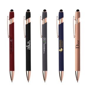 Stylus-4562 Soft Touch Ballpoint Pen with Rose Gold Accents