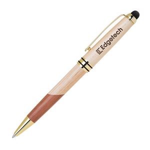 Wooden Stylus & 2-Tone Ballpoint Pen w/Gold Trim