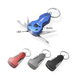Multi-Tool Flashlight Keychain With Screwdriver And Bottle Opener