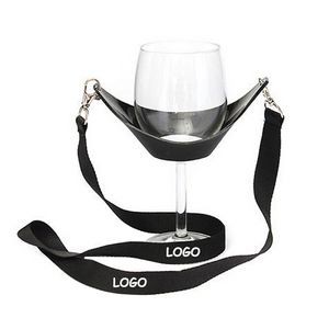 PVC Black Wine Glass Holder With Lanyards