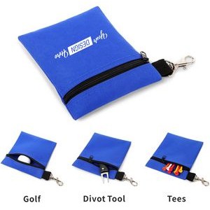 Golf Tee / Ball Pouch Bag with Metal Lobster Claw Clip