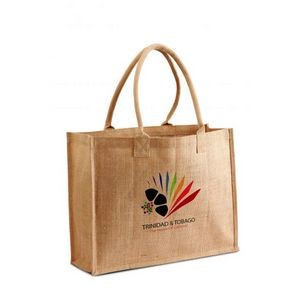 Jute Shopping Tote w/Cotton Webbed Handles