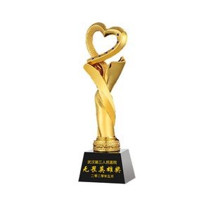 Golden Resin Trophy Creative Heart Shape Award