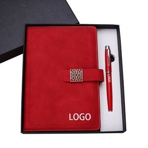 2-Piece Office Gift Set Metal Signature Pen and Leather Notebook