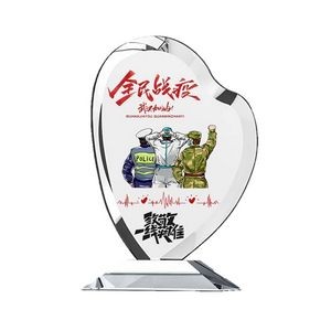 Heart Shape Crystal Award Plaque Trophy With Base