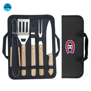 5-Piece BBQ Grill Tool Set with Wood Handle - OCEAN