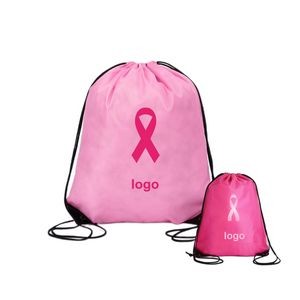 Breast Cancer Awareness Drawstring Bag (direct import)