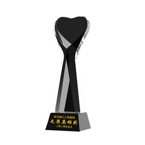 Heart Shape Award Crystal Trophy With Resin Base