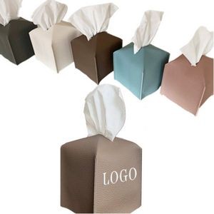 Square Leather Cube Tissue Box