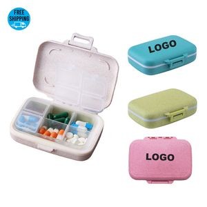 Double Layer 6 Compartments Wheat Straw Pill Box-Ocean