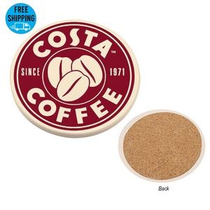 Round Absorbent Coaster With Cork Back
