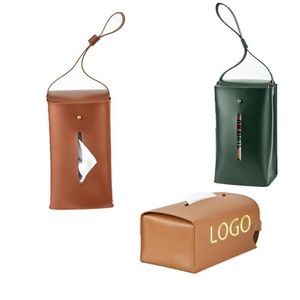 Rectangle Leather Tissue Box With Handle Car Accessory