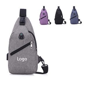 Casual Sling Backpack with USB Port