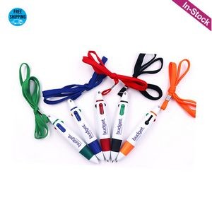 Multi-color Shuttle Pen with Neck Lanyard