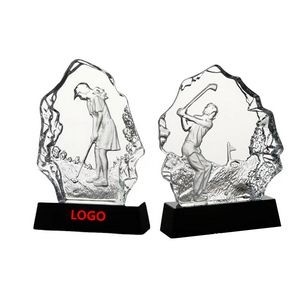 Golf Crystal Trophy with Base (direct import)