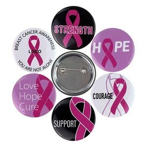 Pink Ribbon Round Button Pin (direct import)