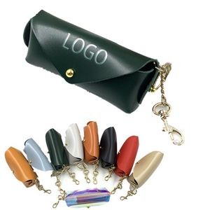 Portable Leather Lipsticks Organizer With Keychain