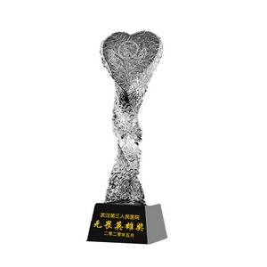 Heart Shape Twisted Column Crystal Trophy With Resin Base