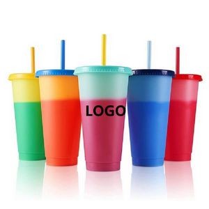 24oz Color Changing Tumbler with Lids and Straws