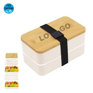 Double Layer Wheat Straw Adults Lunch Box