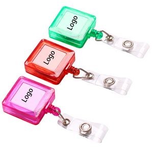 Square Shape Retractable Badge Reel with Metal Clip