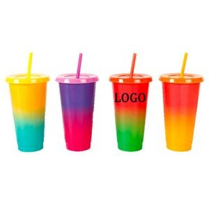 24 Oz. Heat Color Changing Straw Cup