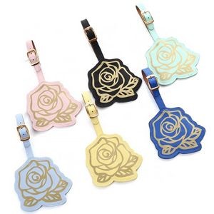 Rose Shape PU Luggage Tag Travel Airline Suitcase Name Tags