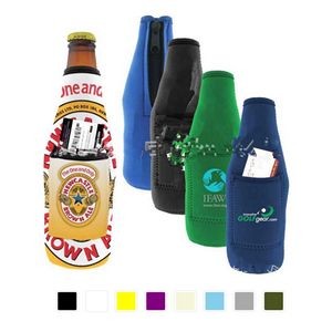Stubby Beer Bottle Cooler w/Pocket