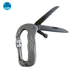 Multifunctional Carabiner Key Chain with Knife Saw and LED Light