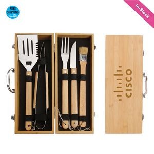 BBQ Grill Tool Set with Bamboo Box - OCEAN