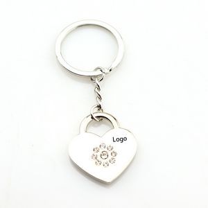 Diamond-Studded Heart Shape Metal Keychain