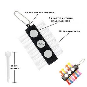 Plastic Oval Golf Tee Carrier with 12 Tees & 3 Ball Markers