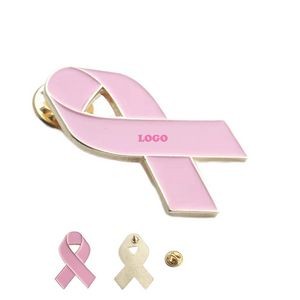 Pink Ribbon Metal Label Pin (direct import)