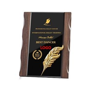 Metal Walnut Solid Wood Award Plaque (direct import)