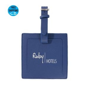 Square Genuine Leather Luggage Bag Tags